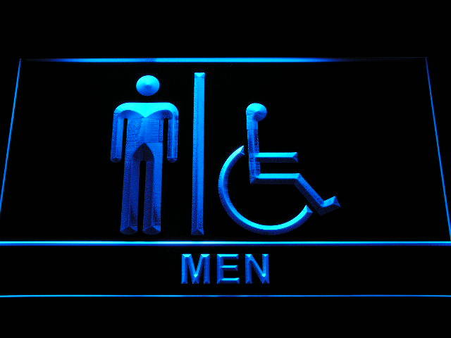 Disabled Wheelchair Handicap Accessible Men Restroom Toilet Neon